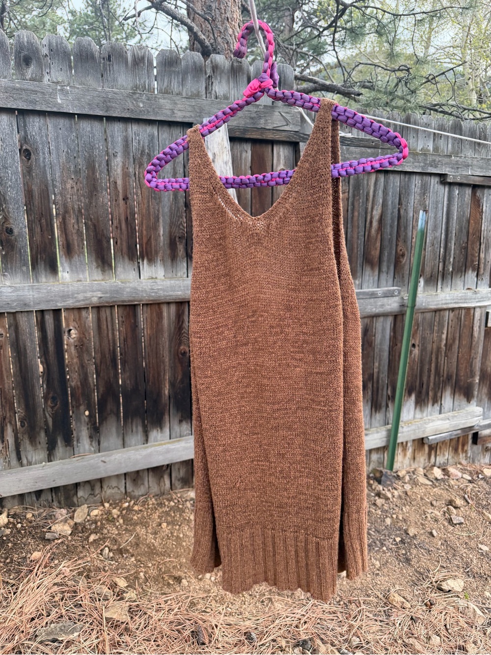 Sleeveless Knit Mini Dress in Brown